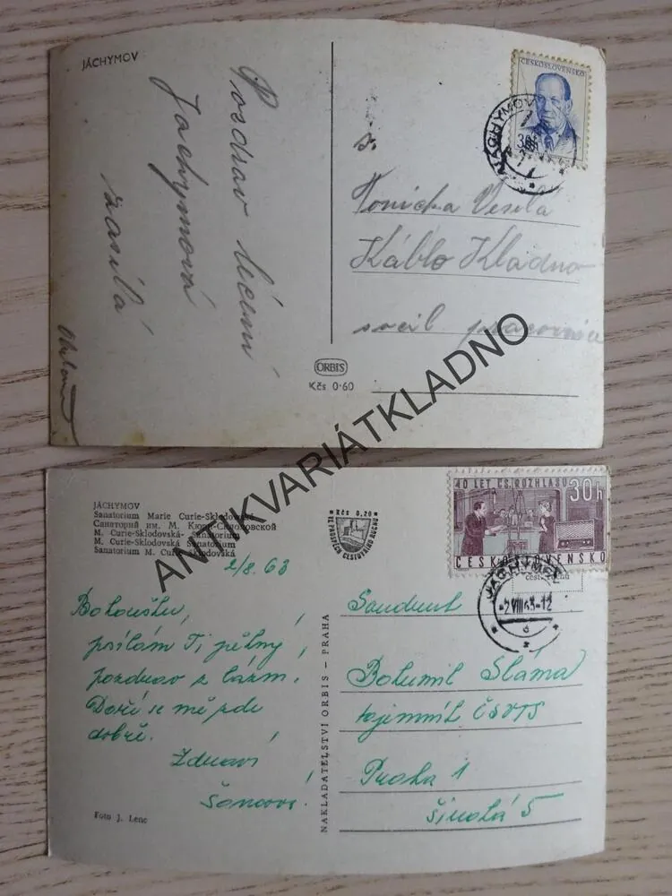 JÁCHYMOV, OKRES KARLOVY VARY, SANATORIUM MARIE CURIE SKLODOWSKÉ, CELKOVÝ POHLED, 2 KUSY