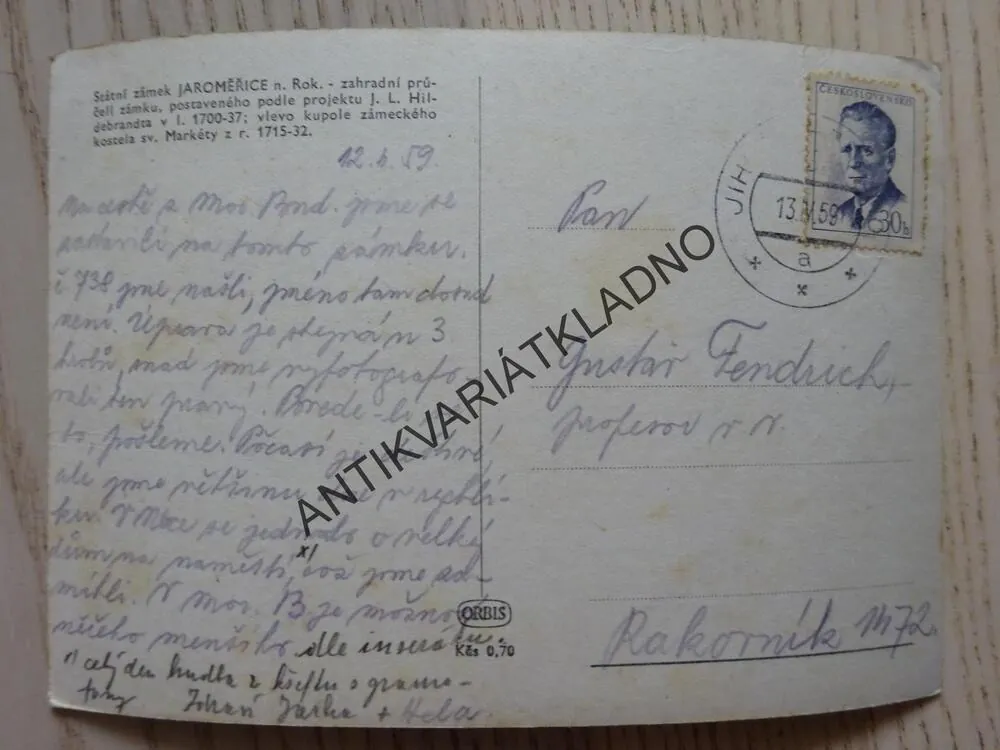 JAROMĚŘICE NAD ROKYTNOU, 1959, ZÁMEK, OKRES TŘEBÍČ