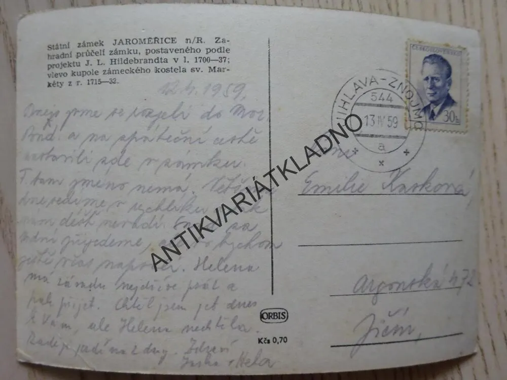 JAROMĚŘICE NAD ROKYTNOU, 1959, ZÁMEK, OKRES TŘEBÍČ