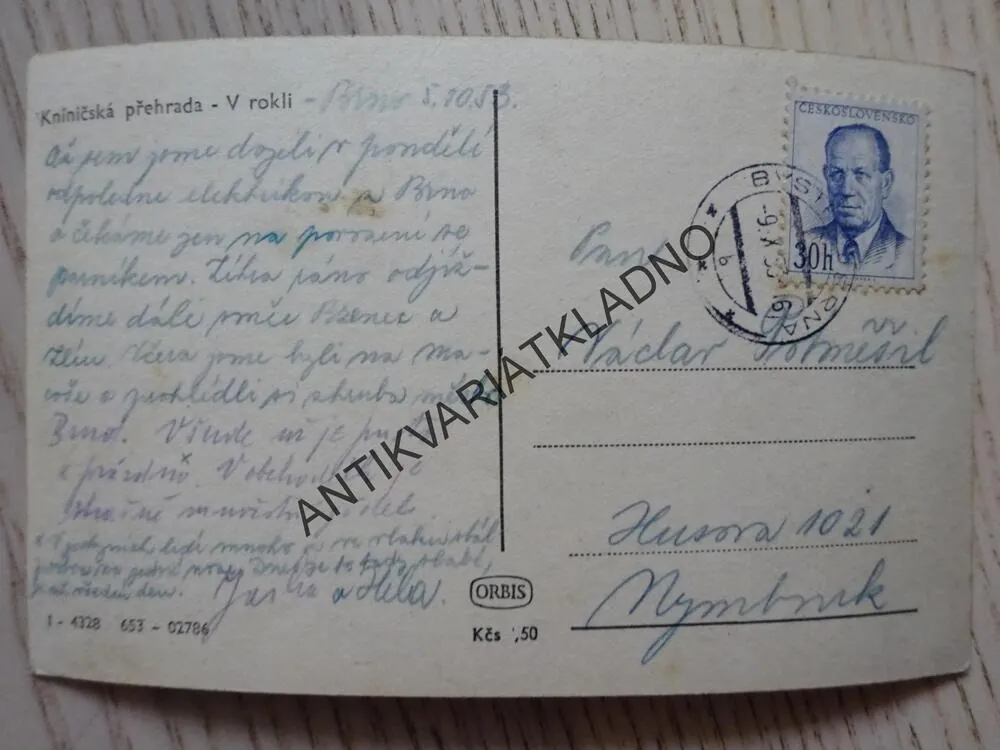 KNÍNIČSKÁ PŘEHRADA, OKRES BRNO-VENKOV, 1953