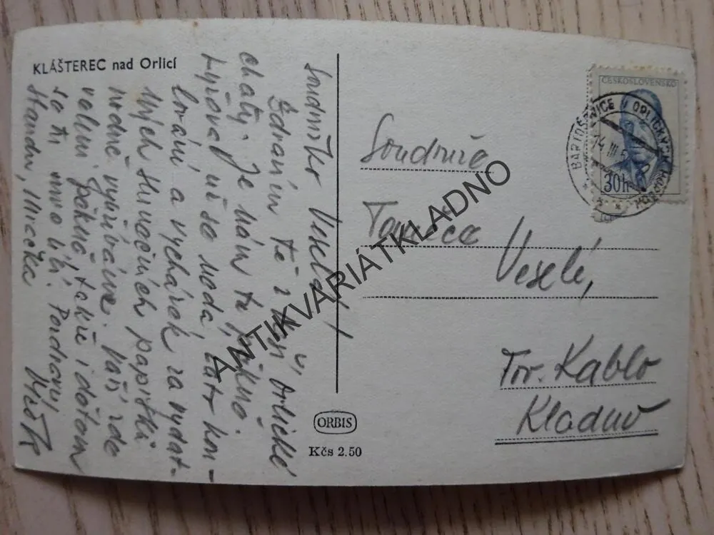 KLÁŠTEREC NAD ORLICÍ, OKRES ÚSTÍ NAD ORLICÍ, 1957