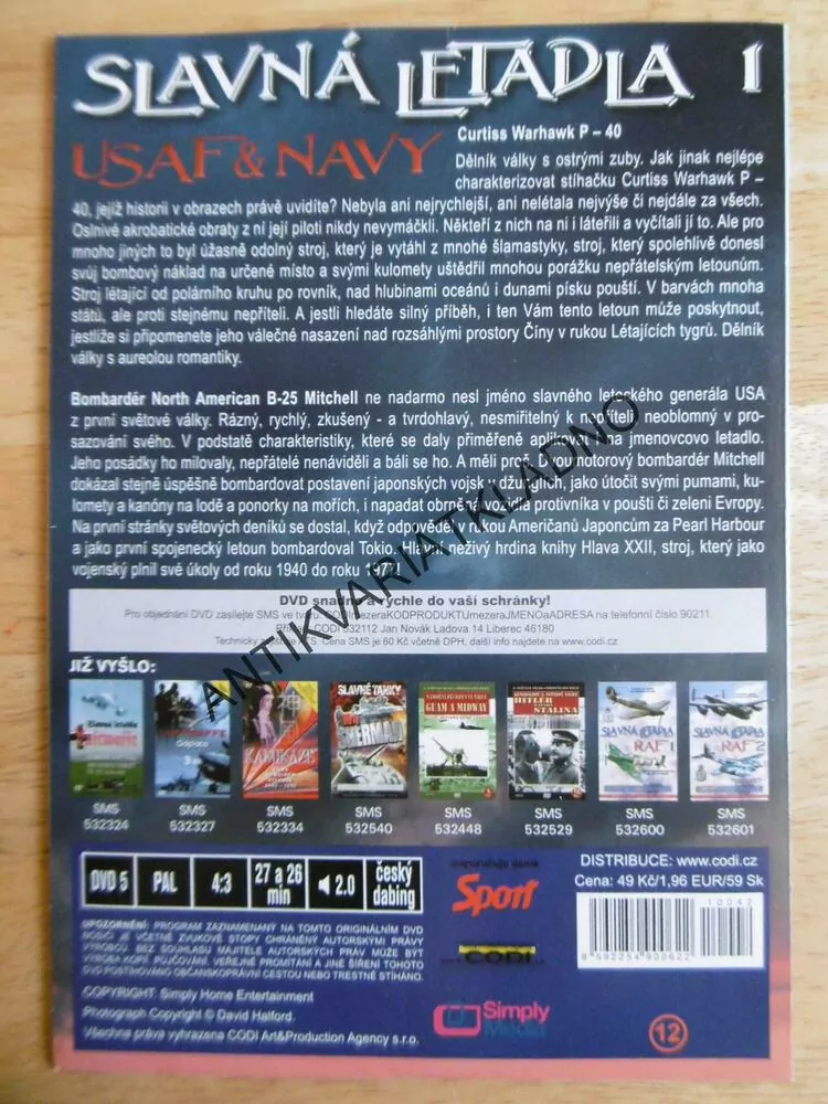 SLAVNÁ LETADLA 1.,USAF A NAVY, DVD DOKUMENT SVĚT.VÁLKA