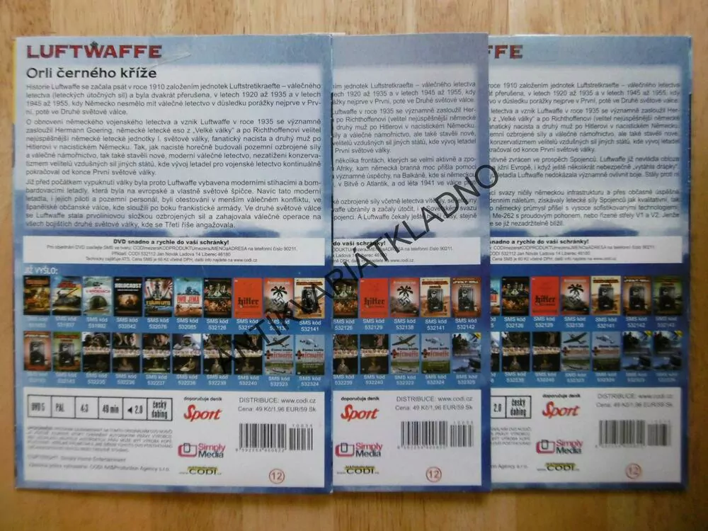 LUFTWAFFE, 1-3, DVD DOKUMENT SVĚT.VÁLKA, LETECTVÍ