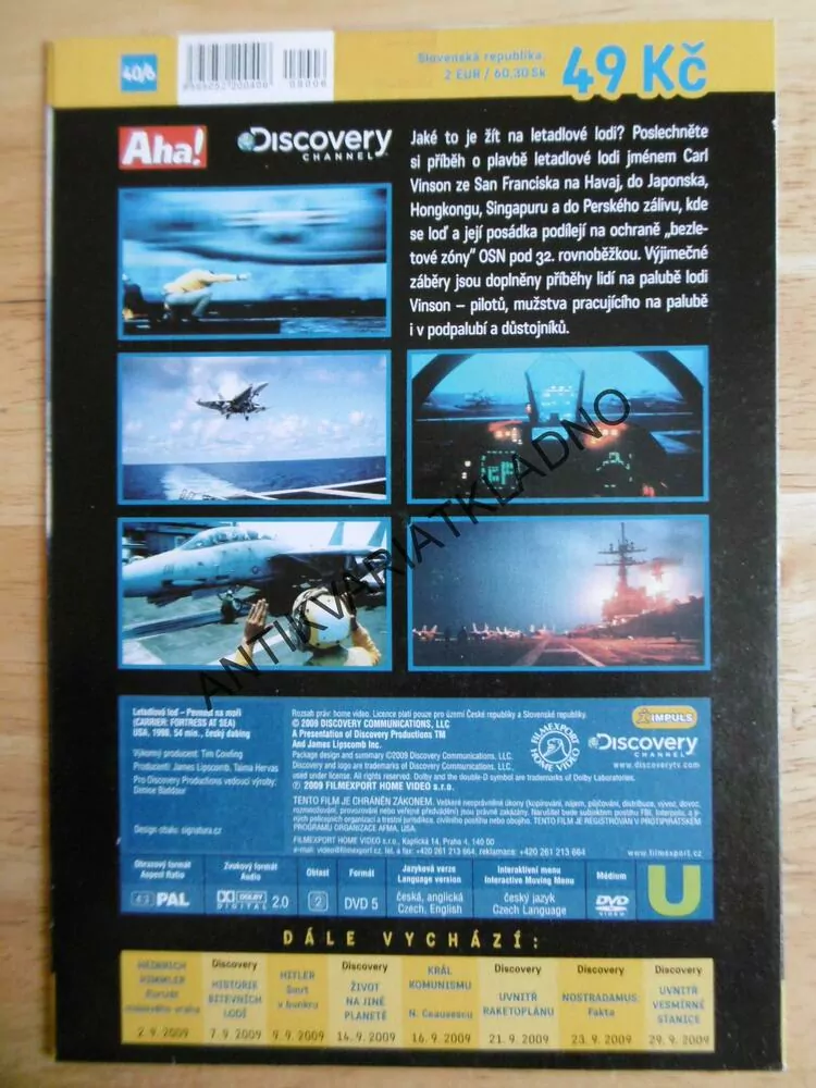 LETADLOVÁ LOĎ,PEVNOST NA MOŘI, DVD DOKUMENT SVĚT.VÁLKA,