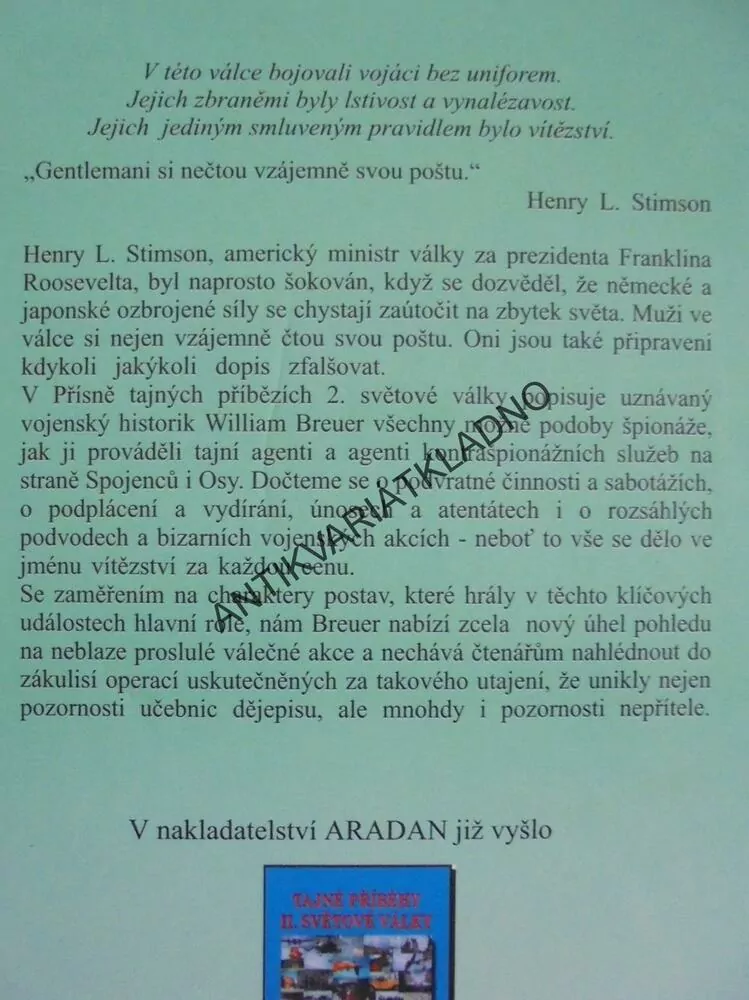 TAJNÉ PŘÍBĚHY 2.SVĚTOVÉ VÁLKY ,PŘÍSNĚ TAJNÉ, W. BREUER