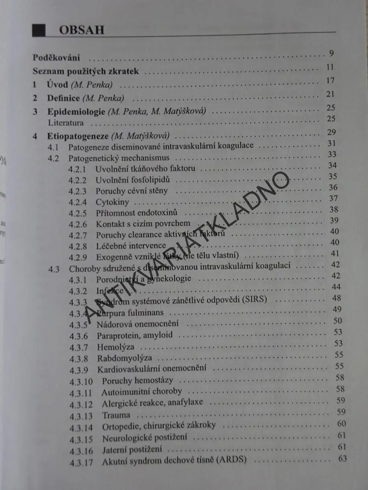 DISEMINOVANÁ INTRAVASKULÁRNÍ KOAGULACE (DIC), PENKA, BULIKOVÁ, MATÝŠKOVÁ, ZAVŘELOVÁ, **an