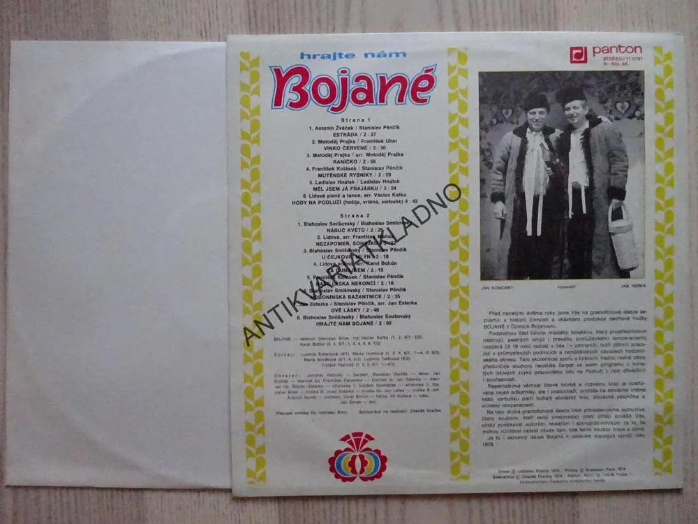 HRAJTE NÁM BOJANÉ, LIDOVÉ PÍSNĚ, LP