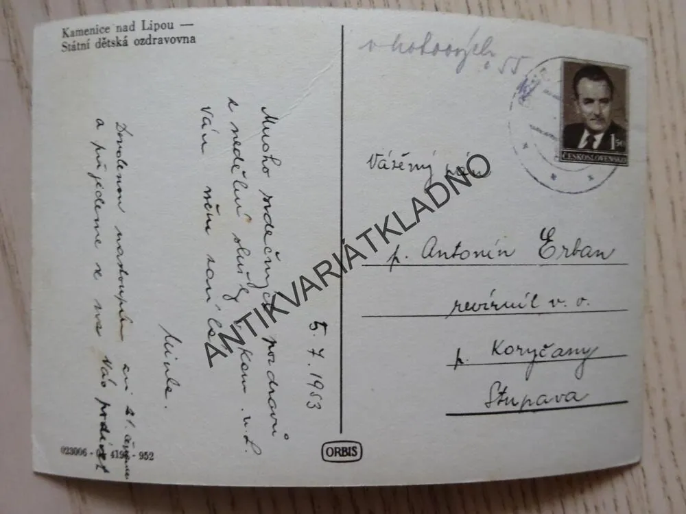 KAMENICE NAD LIPOU, STÁTNÍ DĚTSKÁ OZDRAVOVNA, 1953, OKRES PELHŘIMOV