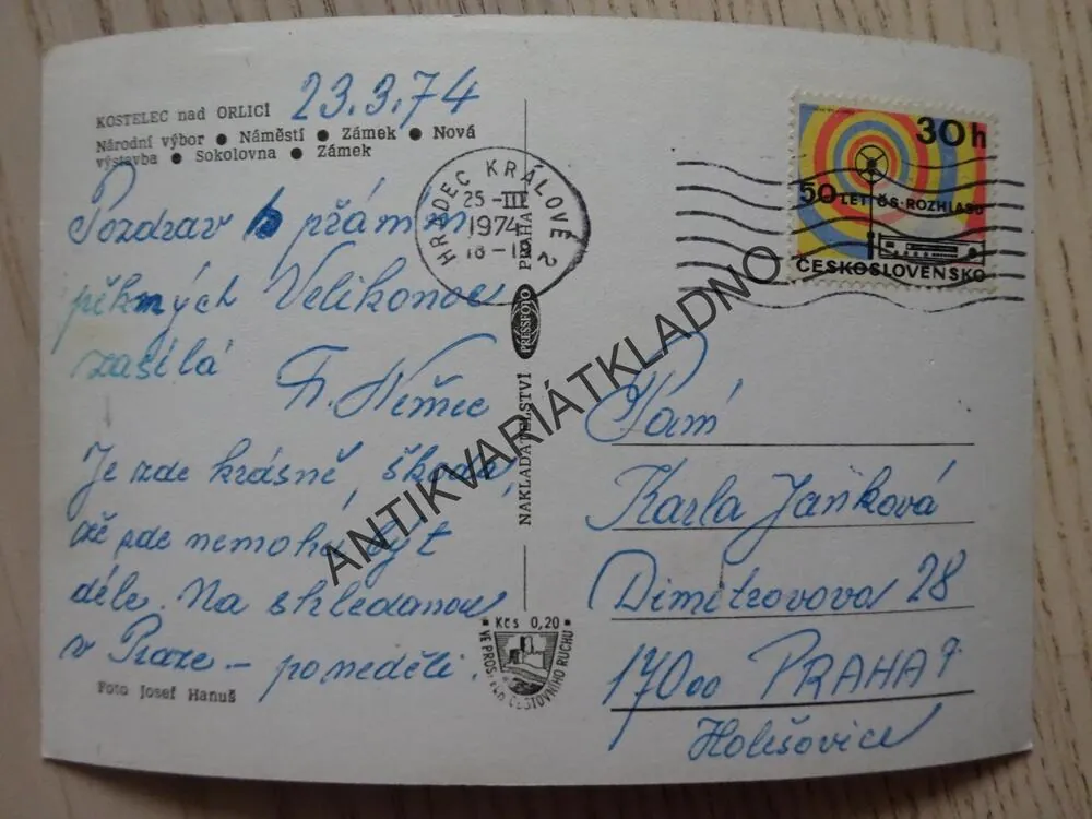 KOSTELEC NAD ORLICÍ, 1974, OKRES RYCHNOV NAD KNĚŽNOU