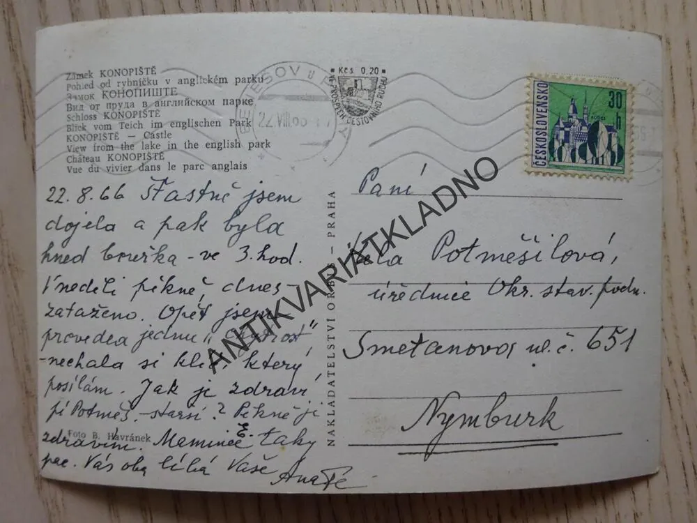 KONOPIŠTĚ, ZÁMEK, OKRES BENEŠOV, 1966