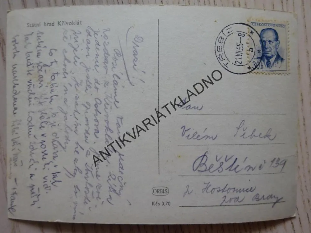 STÁTNÍ HRAD KŘIVOKLÁT, OKRES RAKOVNÍK, 1955