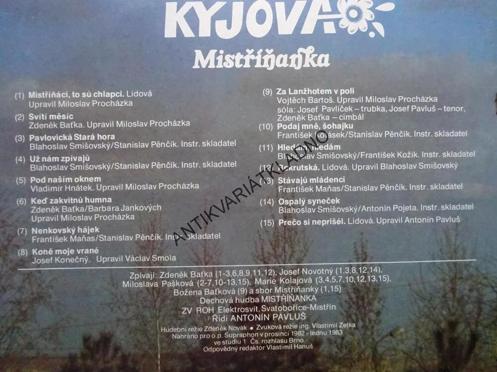 OKOLO KYJOVA, MISTŘÍŇANKA, LIDOVÉ PÍSNĚ, LP