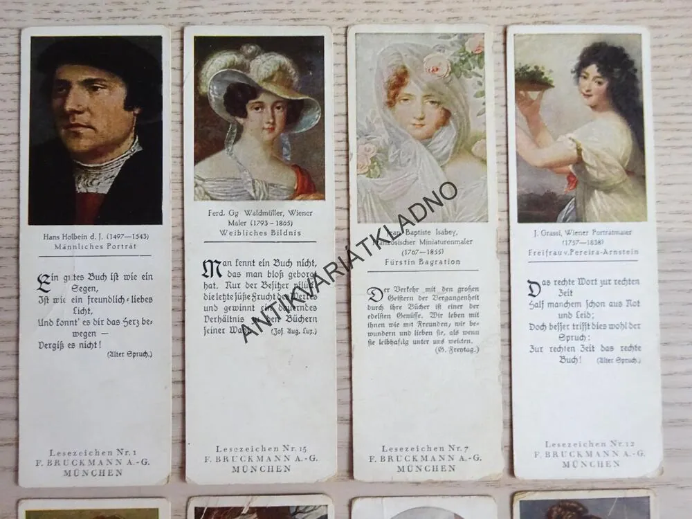 STARÉ ZÁLOŽKY DO KNIHY, KARTIČKY, NĚMECKY, OSOBNOSTI NĚMECKA, 8 KS