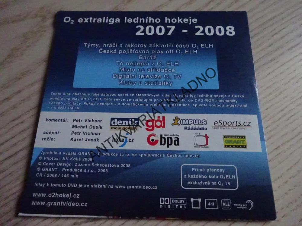 O2 EXTRALIGA LEDNÍHO HOKEJE 2007-2008, DVD SPORT