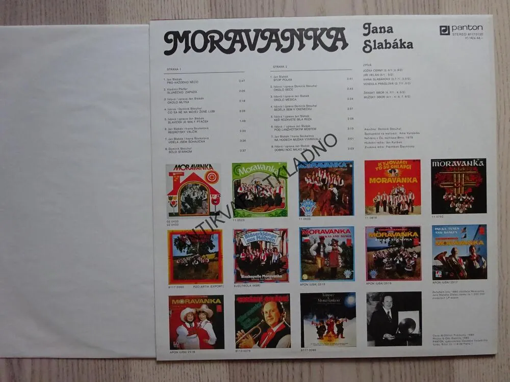 MORAVANKA JANA SLABÁKA, PRO KAŽDÉHO NĚCO, LIDOVÉ PÍSNĚ, LP