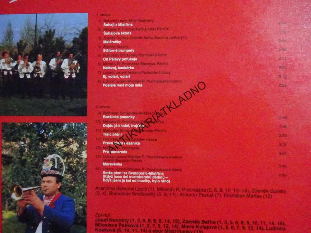 ŠOHAJI Z MISTŘÍNA, MISTŘÍŇANKA, LIDOVÉ PÍSNĚ, LP