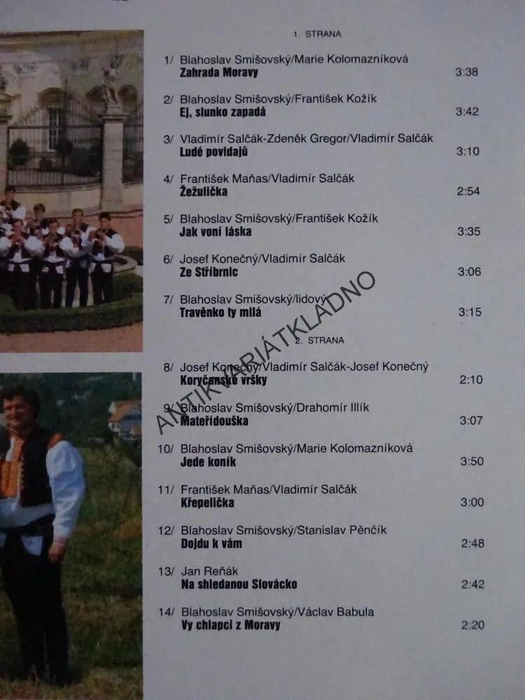 ZAHRADA MORAVY, STŘÍBRŇANKA, LIDOVÉ PÍSNĚ, LP