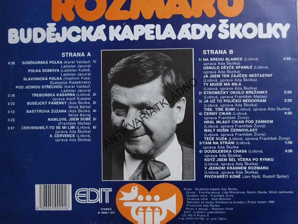 V JIHOČESKÉM ROZMARU, BUDĚJCKÁ KAPELA ÁDY ŠKOLKY, LIDOVÉ PÍSNĚ, LP