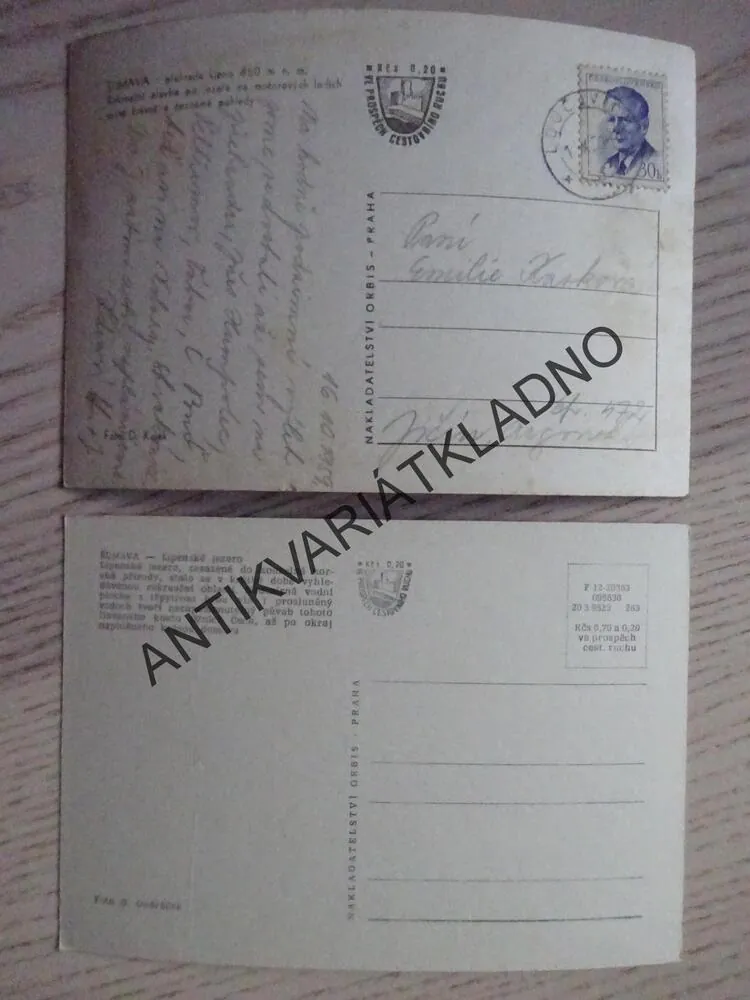 ŠUMAVA, LIPENSKÉ JEZERO, LIPNO, OKRES ČESKÝ KRUMLOV, 2 KUSY, 1953