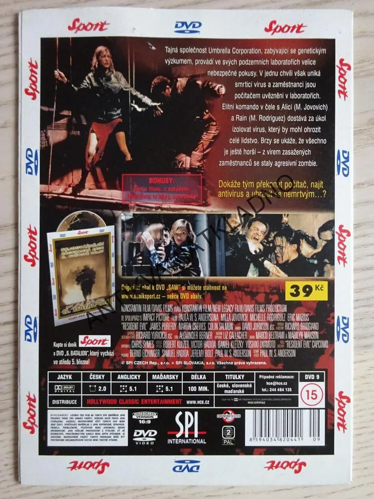 RESIDENT EVIL, DVD FILM 