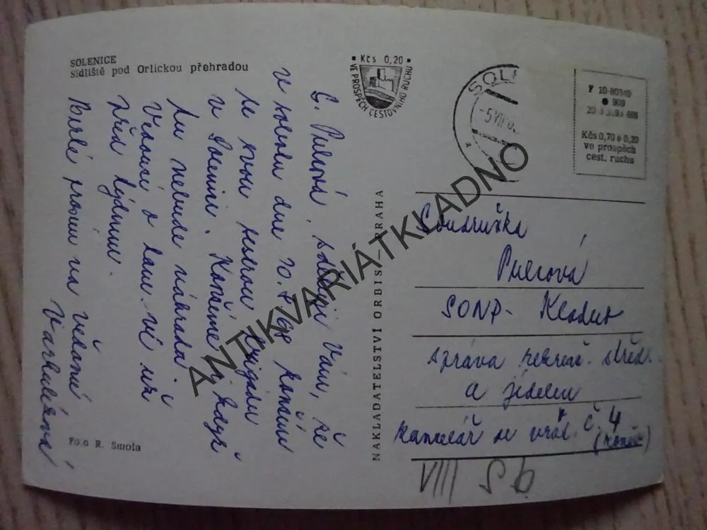 SOLENICE, SÍDLIŠTĚ POD ORLICKOU PŘEHRADOU, ORLÍK, ORLICKÁ PŘEHRADA, OKRES PŘÍBRAM