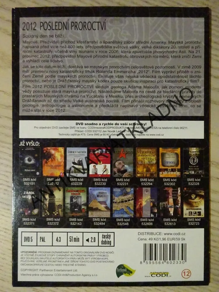 2012 POSLEDNÍ PROROCTVÍ, DVD FILM
