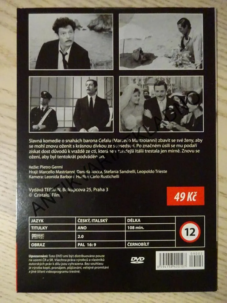 ROZVOD PO ITALSKU, MARCELLO MASTROIANNI, DVD FILM