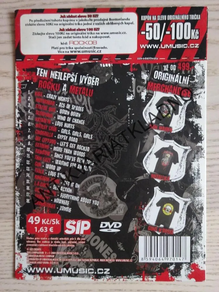 METAL AND ROCK, NEJTVRDŠÍ VÝBĚR ROCKU, DVD HUDBA