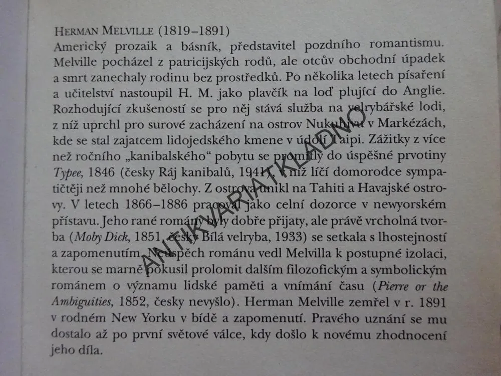 BÍLÁ VELRYBA, HERMAN MELVILLE, **an
