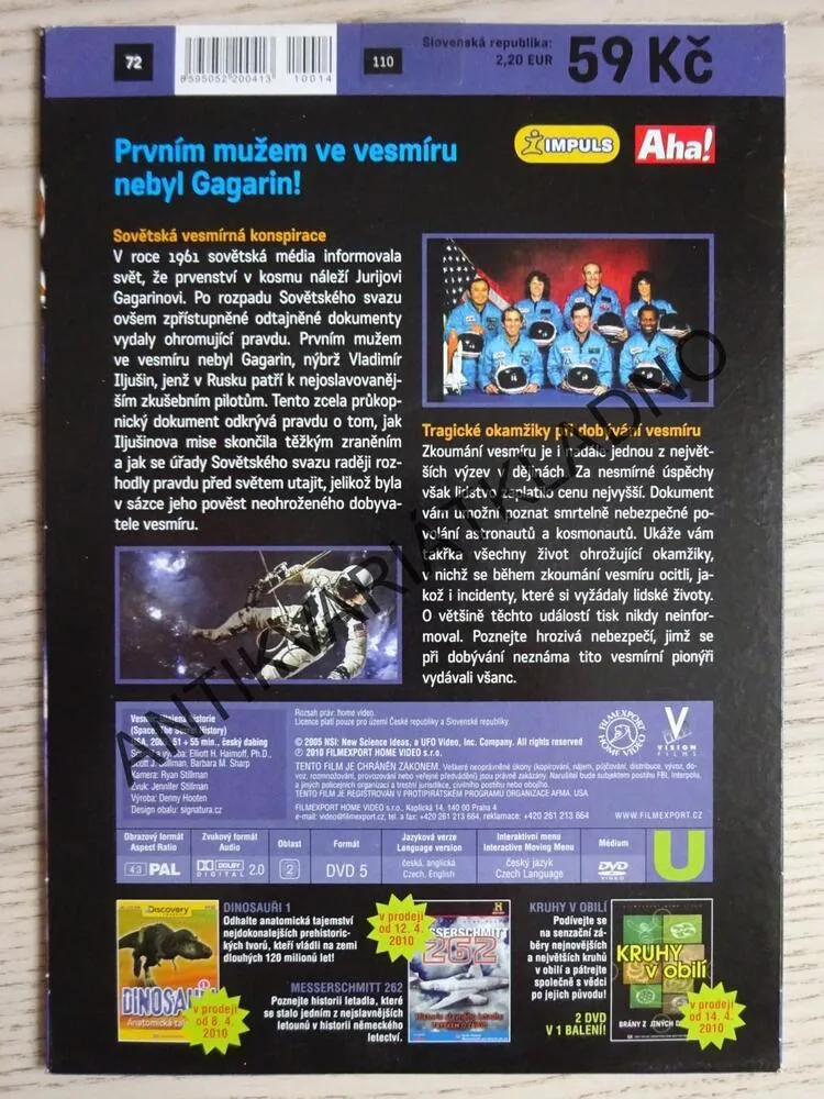 VESMÍR, UTAJENÁ HISTORIE, DVD FILM DOKUMENT