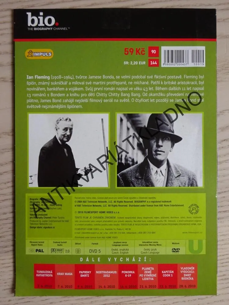 IAN FLEMING, TVŮRCE JAMESE BONDA, DVD FILM DOKUMENT