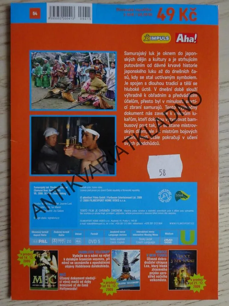 SAMURAJSKÝ LUK, STVOŘEN K ZABÍJENÍ, DVD FILM DOKUMENT