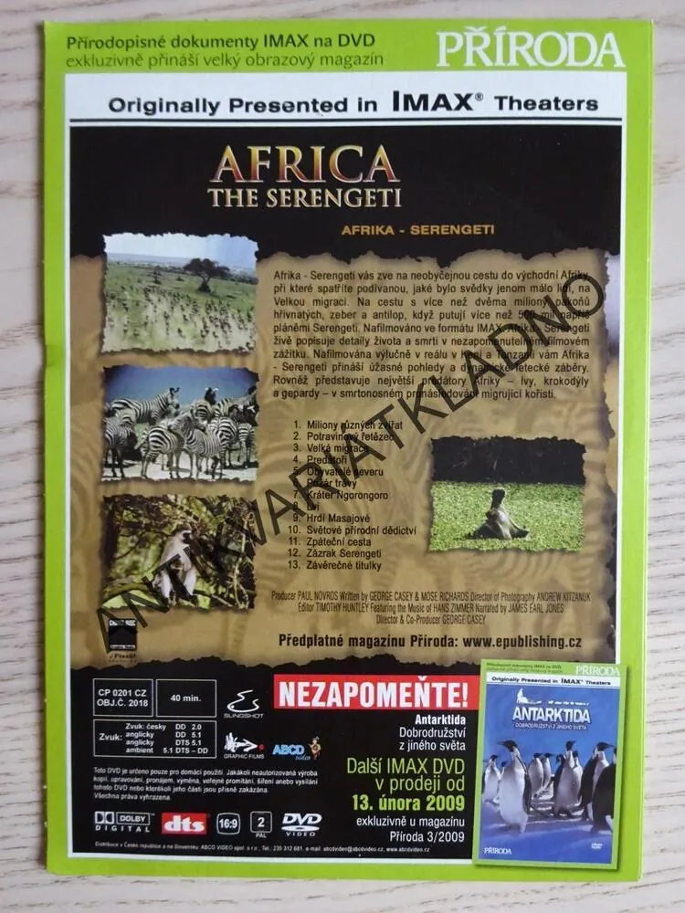 AFRICA THE SERENGETI, DVD FILM DOKUMENT
