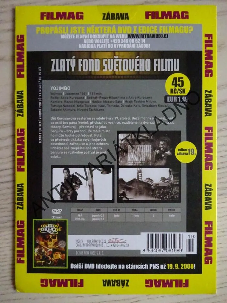 YOJIMBO, AKIRO KUROSAWA, TOSHIRO MIFUNE, DVD FILM