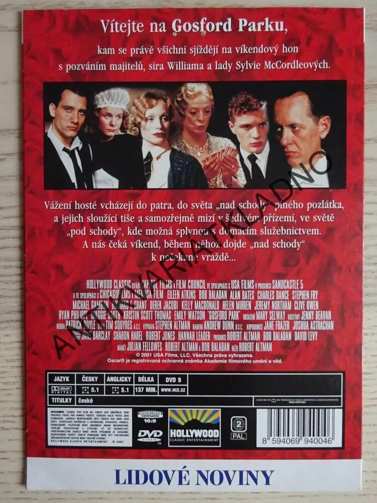 GOSFORD PARK, DVD FILM 
