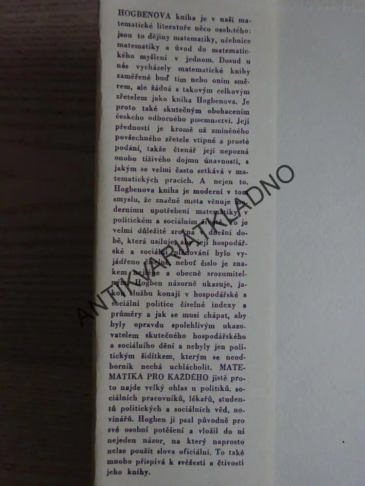 MATEMATIKA PRO KAŽDÉHO, LANCELOT HOGBEN, **an