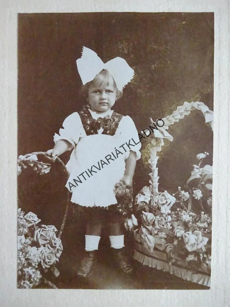 DÍVKA A KOŠÍKY KVĚTIN, VELKÁ FOTOGRAFIE, 