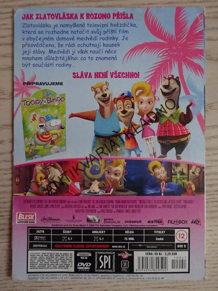ZLATOVLÁSKA A 3 MEDVĚDI, BAJKY NARUBY, DVD FILM