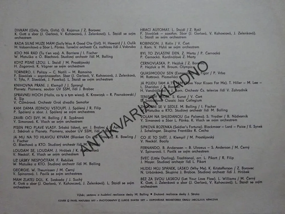 XVI. ALBUM SUPRAPHONU, 16., GOTT, MATUŠKA, NECKÁŘ, SPÁLENÝ AJ., LP