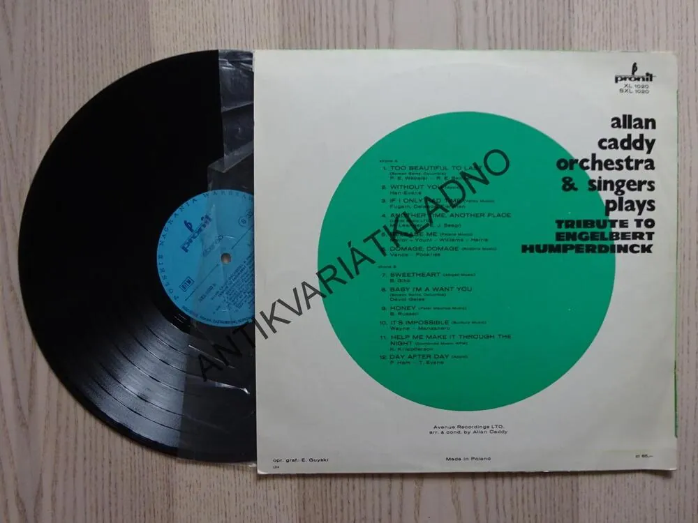 ALLAN CADDY ORCHESTRA, SINGERS PLAYS TRIBUTE TO ENGEL HUMPERDINCK,  LP