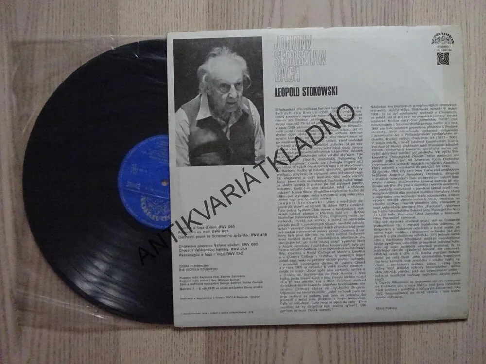 JOHANN SEBASTIAN BACH, LEOPOLD STOKOWSKI, ČESKÁ FILHARMONIE, LP