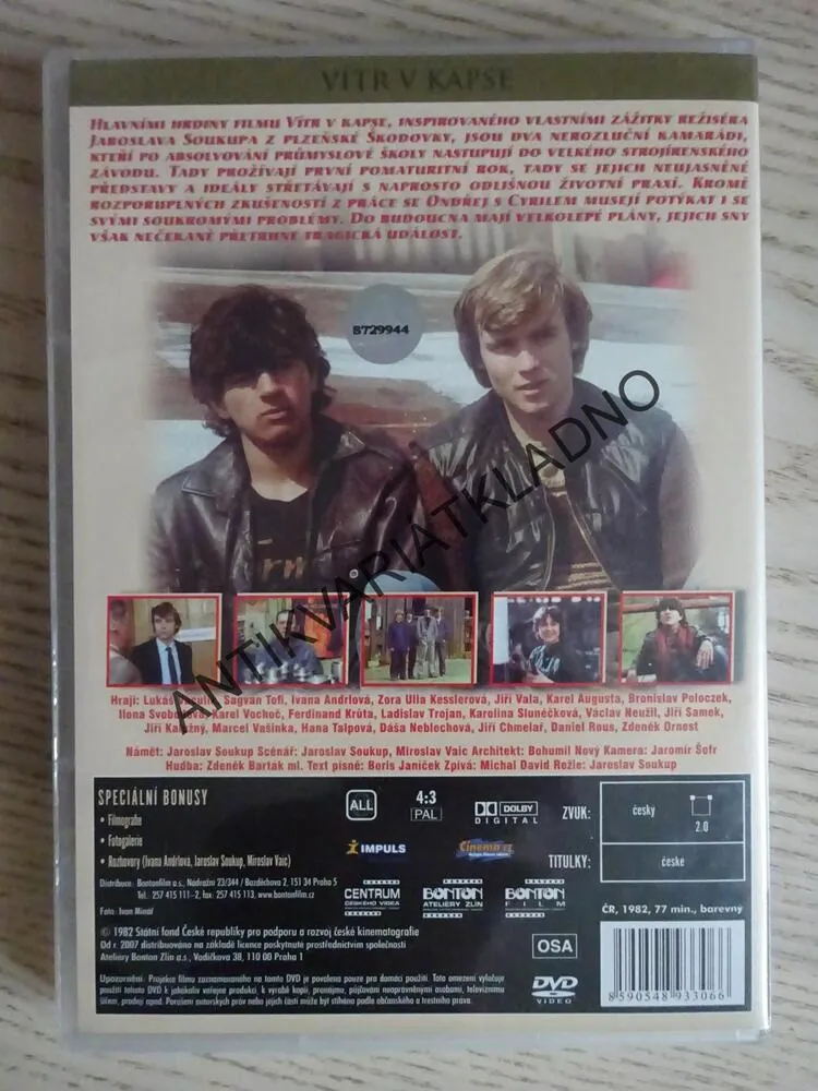 VÍTR V KAPSE, DVD FILM ČR
