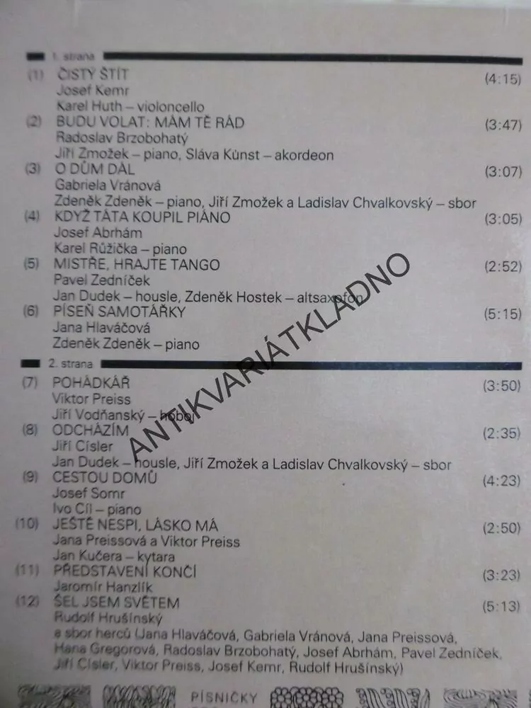 ŠEL JSEM SVĚTEM, PÍSNIČKY PRO HERCE, FILM, ZMOŽEK, KOPTA, Kemr, Brzobohatý, Zedníček, Hanzlík, aj.