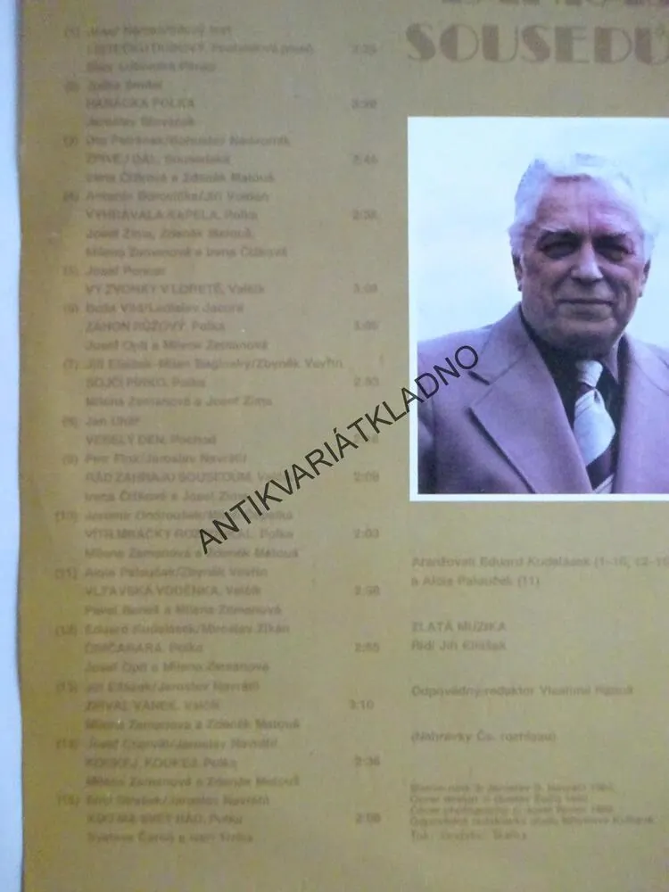 RÁD ZAHRAJU SOUSEDŮM, ZLATÁ MUZIKA, DECHOVKA, LIDOVÉ PÍSNĚ, LP