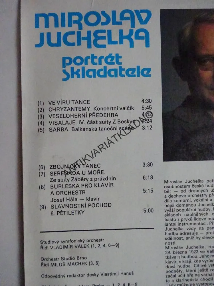 MIROSLAV JUCHELKA, PORTRÉT SKLADATELE, DECHOVKA, LIDOVÉ PÍSNĚ, LP