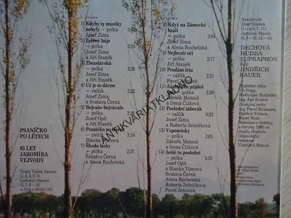 PSANÍŠKO PO LÉTECH, 85 LET JAROMÍRA VEJVODY, DECHOVKA, LIDOVÉ PÍSNĚ, LP