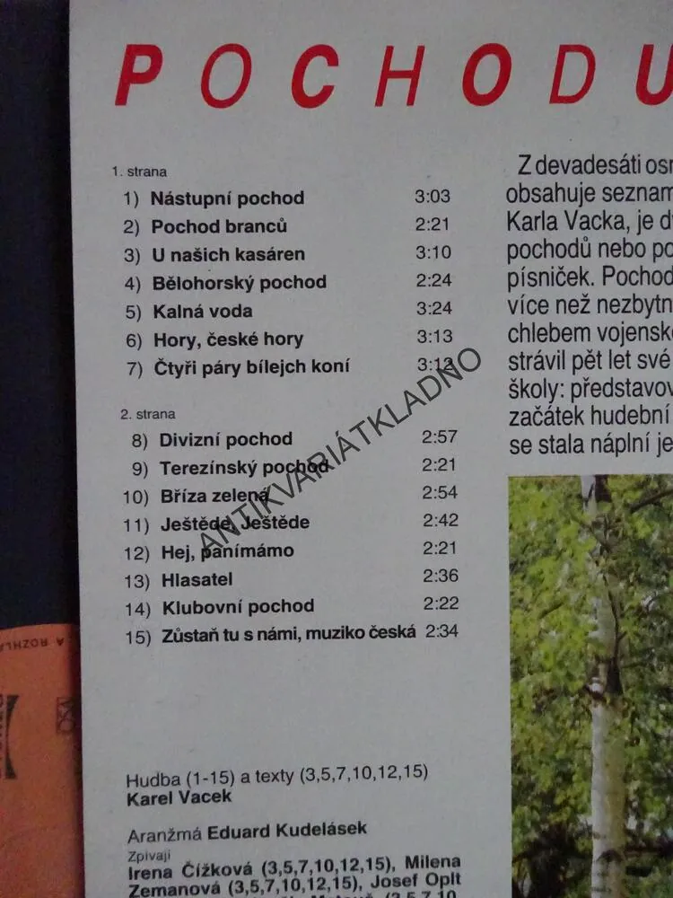 POCHODUJEME S KARLEM VACKEM, DECHOVKA, LIDOVÉ PÍSNĚ, LP