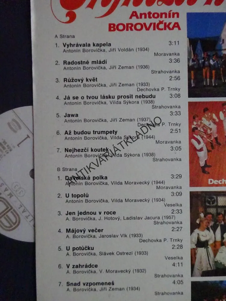 NEJHEZČÍ KOUTEK, ANTONÍN BOROVIČKA, DECHOVKA, LIDOVÉ PÍSNĚ, LP