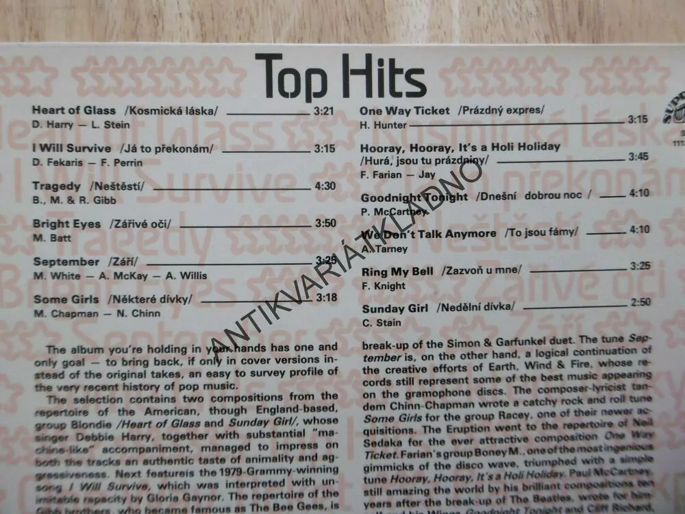 TOP HITS- KOSMICKÁ LÁSKA, ZÁŘIVÉ OČI, BLONDIE, BEE GEES, AJ