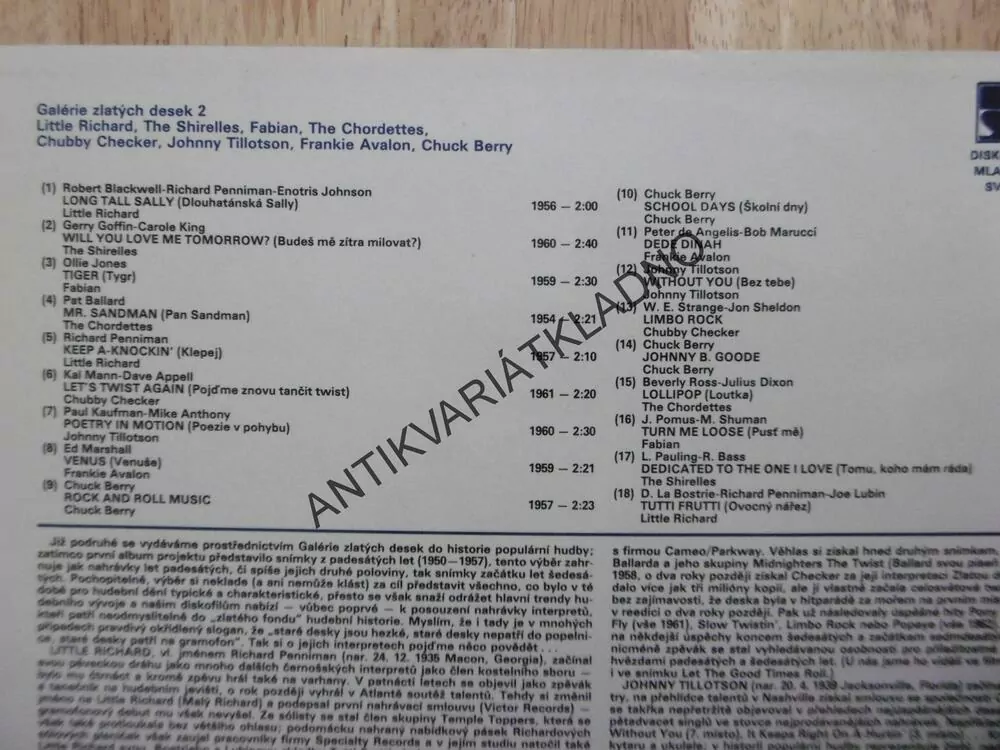 GALÉRIE ZLATÝCH DESEK 2 - FABIAN, AVALON, CHUCK BERRY, AJ.